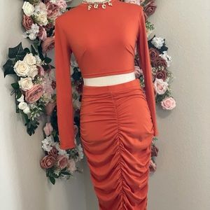 Spring orange Skirt set